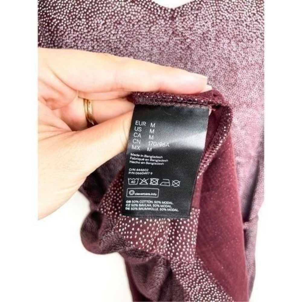 H&M Burgundy Polka Dot‎ Wrap Dress Size M - Picture 6 of 7